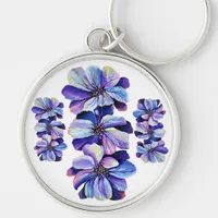 Graceful Delphinium flowers, watercolor painting Keychain