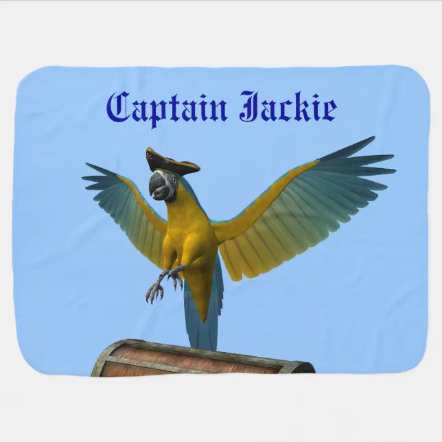 Blue and Gold Macaw Wearing a Pirate Hat Baby Blanket