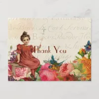 Stylish Young Vintage Girl Thank You Postcard