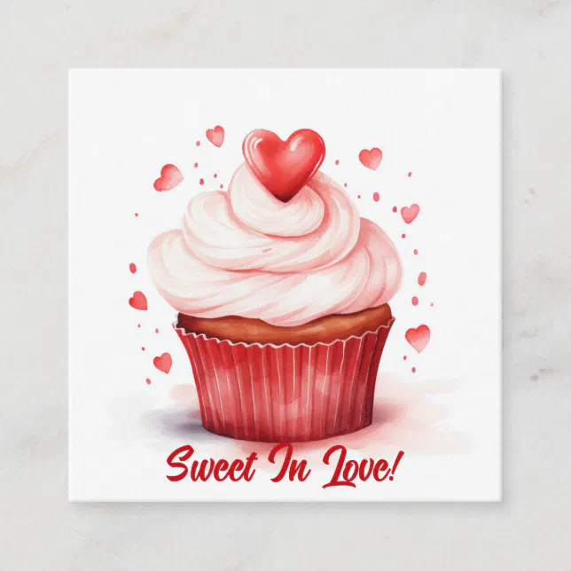 Sweet In Love Hearts Cupcake Valentine's Day Card