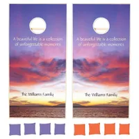 Breathtaking sunset over the sea  custom family cornhole set