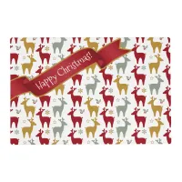 Red Christmas Reindeer Pattern#12 ID1009 Placemat