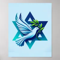 Blue Dove and Star of David Peace Poster