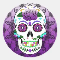 Sugar Skull Halloween Classic Round Sticker