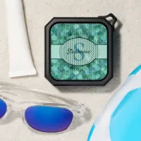 Aqua Blue Green Mermaid Scales Monogram Bluetooth Speaker