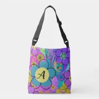 Boho Colorful Flower Print Crossbody Bag