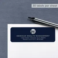 Return Address Label Blue Silver Monogram