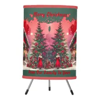 Monogram Festive Vintage Christmas on green | Tripod Lamp