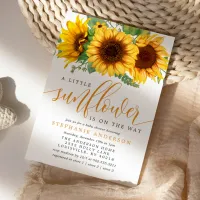 Floral Little Sunflower On The Way Baby Shower Invitation