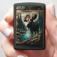 Moose by the Stream Zippo Lighter