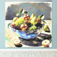 *~* Art Gift .  Still Life SC6 Fruit Crystal Bowl Canvas Print