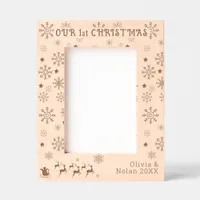 Our First Christmas Santa & Deer Couple's Name 5x7 Etched Frames