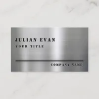 Simple Minimalist Masculine Brushed Metal  Business Card