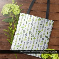 Shamrock, Clover, Floral Minimalist Pattern White Tote Bag