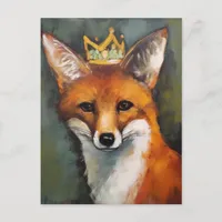 Adorable Red Fox in a Crown Postcard