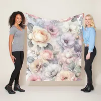 Elegant Rose Blossoms Fleece Blanket