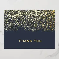 Dark Blue Gold Foil Wedding Thank You Card