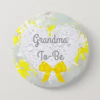 Yellow Lacy Grandma-To-Be Baby Shower Button