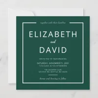 Emerald Green Elegant Modern Minimalist Wedding Invitation