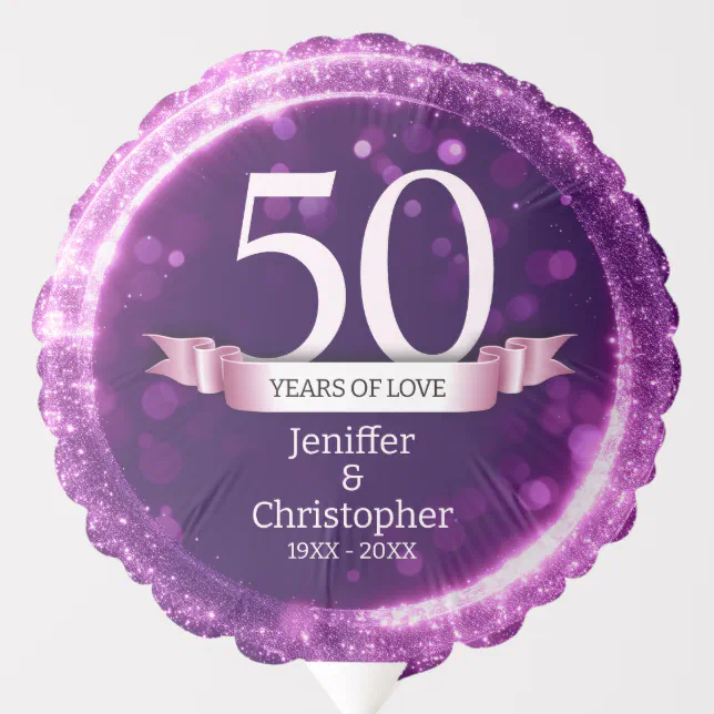 Purple Glitter Edit Year Wedding Anniversary Balloon