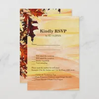 Autumn Leaves Orange Yellow Swirl RSVP Menu Card