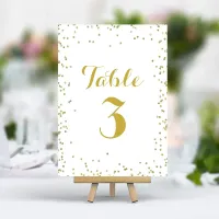 Faux Gold Glitter Foil Elegant Confetti Small Dots Table Number