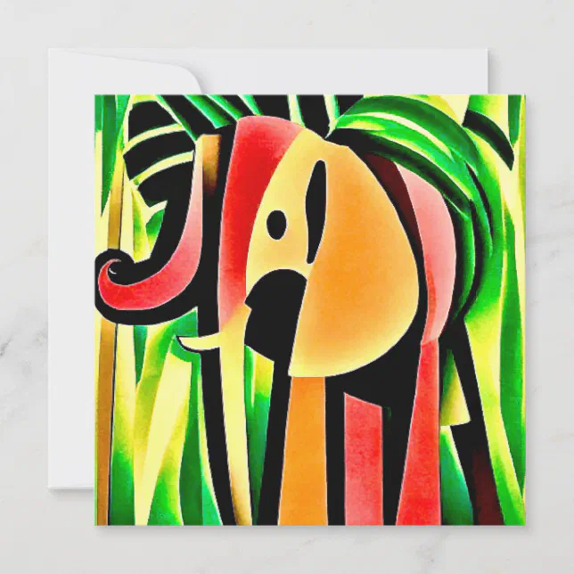 Multicolored elephant card