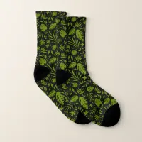 Jungle Green Black Graphic Print Socks