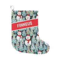 Watercolor Snowman Christmas Personalized  Large Christmas Stocking