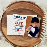 Rookie of the Year 1st Birthday Baseball Photo Invitation