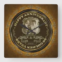 Vintage 50th Anniversary ID195 Square Wall Clock