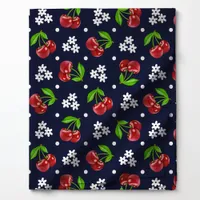 Floral Polka Dot Cherry on Navy Pattern Fabric