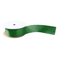 Tri-Tone Green Nested Hexagons Geometric Satin Ribbon