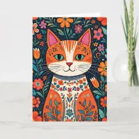 Thinking About You Friend | Folk Art Cat Card