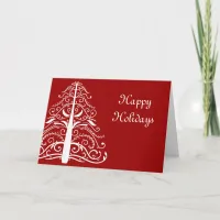 White Tree on Red Business Christmas Card