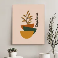 Minimalist Abstract Half Circle Botanical Plant Faux Canvas Print