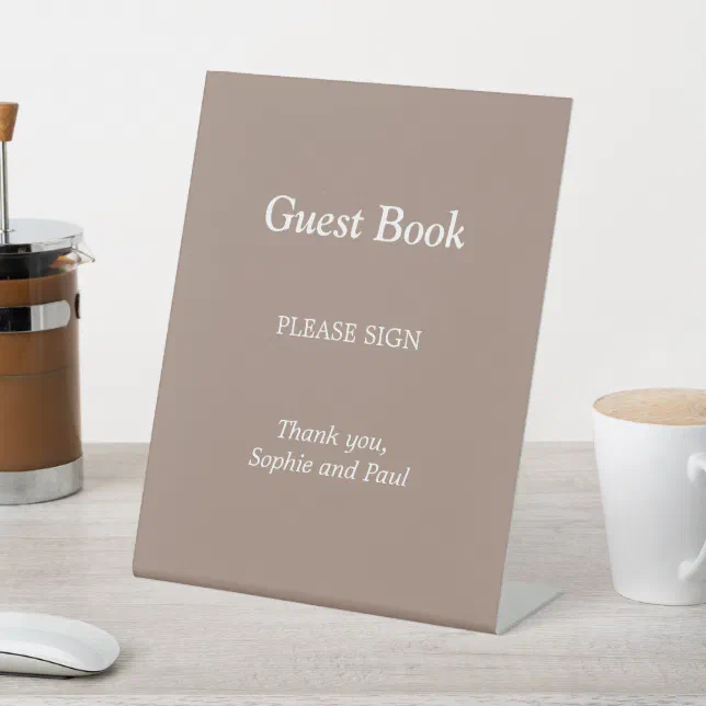 Elegant Taupe Guest Book Pedestal Sign