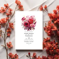 Red Gradient Floral Fall Wedding Invitation