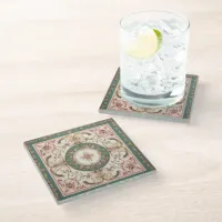 Persian Carpet Floral  Glass Coaster