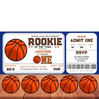 Basketball First Birthday Party Ticket Invitation