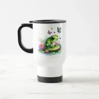 Whimsical Toad, Flowers and Butterflies Travel Mug