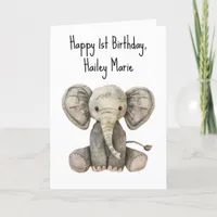 First Birthday Stuffed Elephant Greeting Card