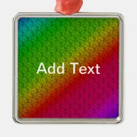 Floral Green Red Rainbow Gradient Diagonal Blend Metal Ornament