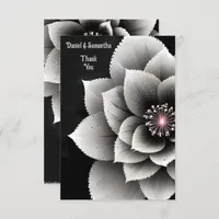 Timeless Elegance: Black & Silver Blossom Wedding  Thank You Card