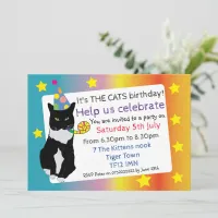 Cat birthday party invitation fun pets celebration