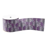 Luxurious Metallic Purple Damask Pattern Grosgrain Ribbon