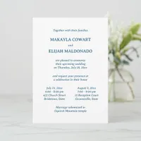 Minimalist Blue Spanish-English Two Reception Invitation