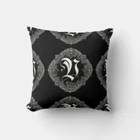 Elegant Goth Initial V Throw Pillow