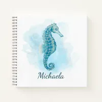 Cute Watercolor Seahorse Personalized Notebook