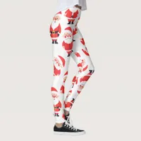 Bold Santa Claus Novelty Red And White Party Leggings